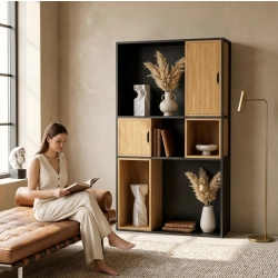 REGAŁ NA KSIĄŻKI METALOWE DREWNO LITE DĄB JESION OLCHA RNK-161